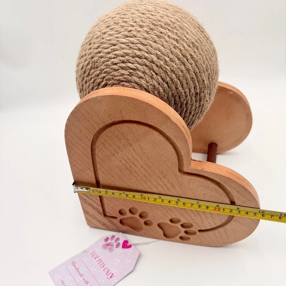 For Pets Only Heart Wooden Cat Scratching Post Sisal Rope Rotating Ball New